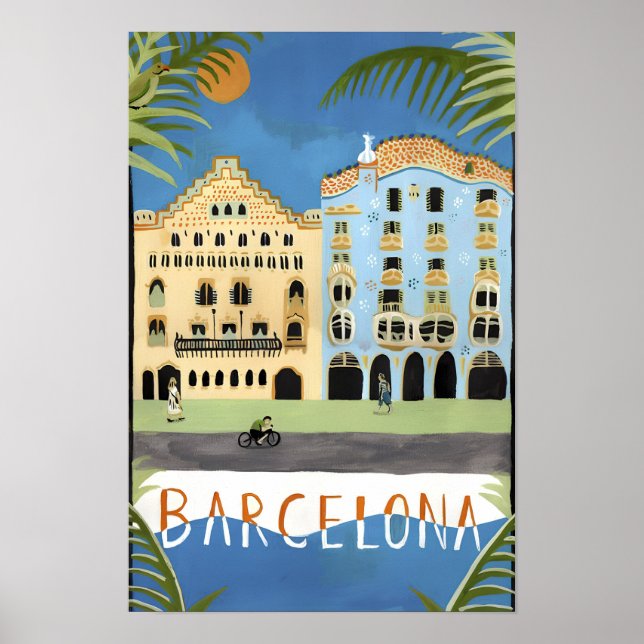 Barcelona Vintage Druck Poster (Vorne)