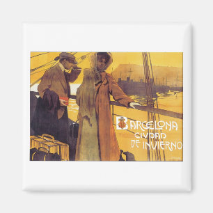 Barcelona Vintage-Reisewerbeposter Magnet