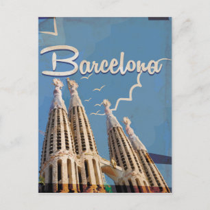 Barcelona Vintage Travel Poster Postkarte