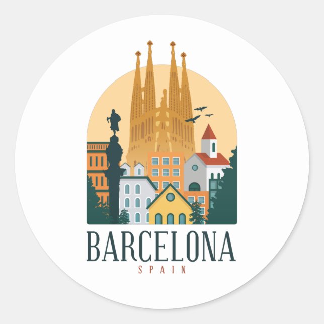 Barcelona Vintage Travel Sticker (Vorderseite)