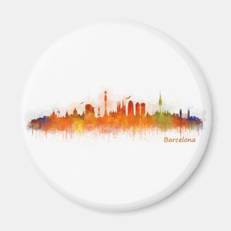 Barcelona watercolor Skyline v03 Magnet