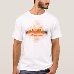 Barcelona watercolor Skyline v04 T-Shirt