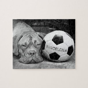 Barcelona's fanatic soccer dog. Barcelona, Spain, Puzzle