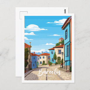 Barcelos Portugal Vintage Reise Illustration Postkarte