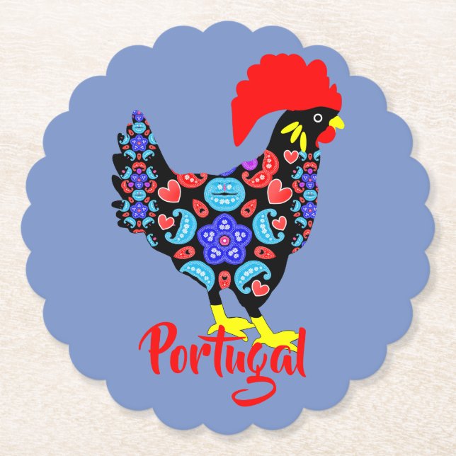 Barcelos Rooster Portugiesisches NationalEmblem Untersetzer (Vorderseite)