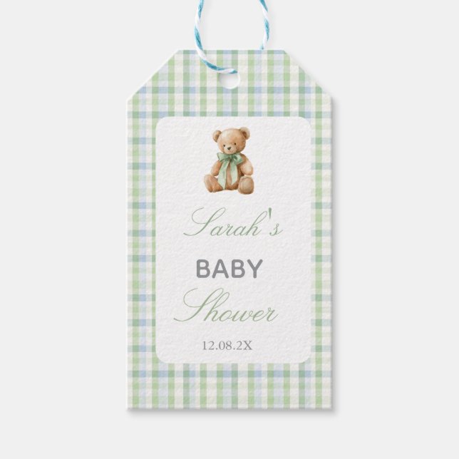 Bärchen-Baby-Party Junge Geschenkanhänger (Vorderseite)