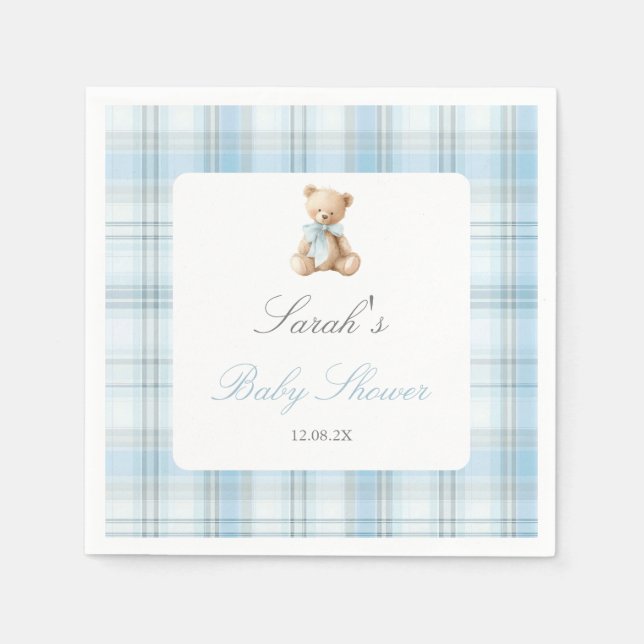 Bärchen Baby Shower Junge Serviette (Vorderseite)