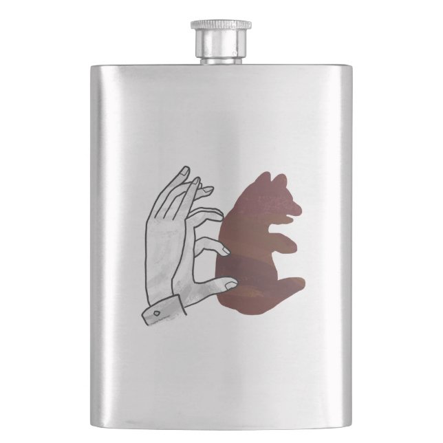 Bärchen Braune Hand Silhouette Flachmann (Vorderseite)