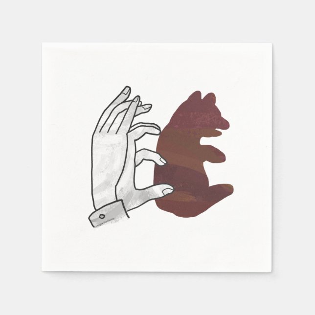 Bärchen Braune Hand Silhouette Serviette (Vorderseite)