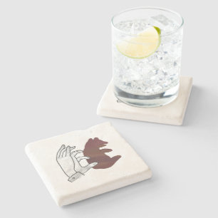 Bärchen Braune Hand Silhouette Steinuntersetzer