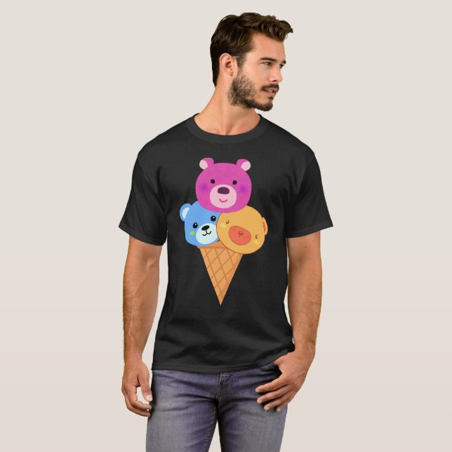 Bärchen-Eiscreme-Waffel T-Shirt (Vorne ganz)