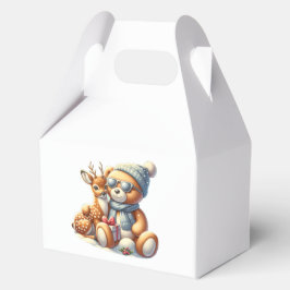 Bärchen und sein Rehkitz im Schnee Geschenkschachtel