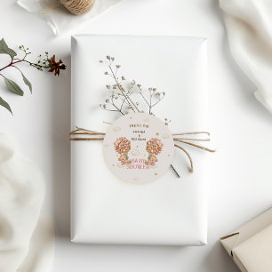 Bärchen-Zwillinge Mädchen Dusche Rosa Dankeschön Runder Aufkleber