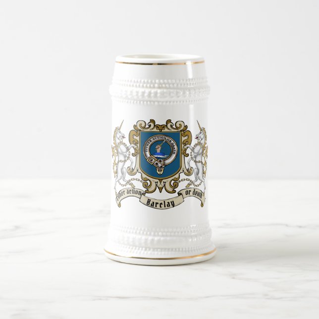Barclay-Clan-Abzeichen & Einhorn Bierglas (Mittel)