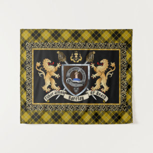 Barclay Clan Abzeichen & Motto w/Lions Tapestry Wandteppich