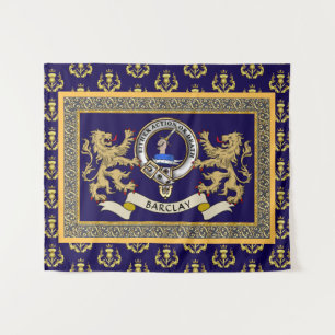 Barclay-Clan-Abzeichen Personalisiert Blau Wandteppich