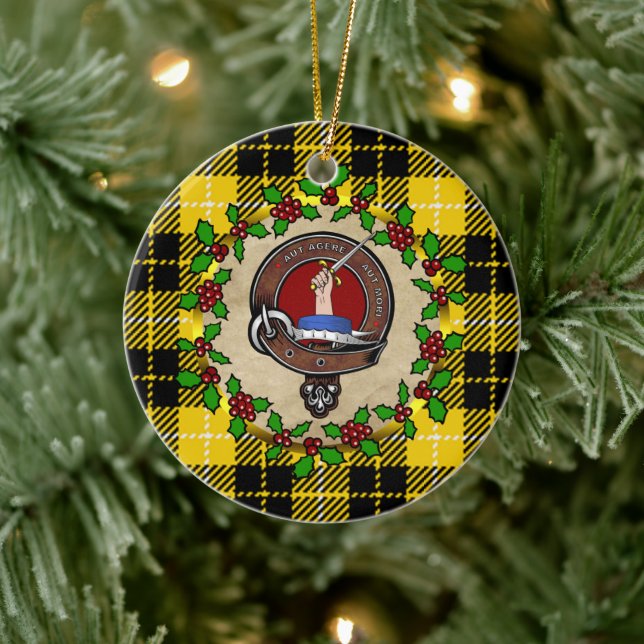Barclay Clan Abzeichen & Tartan Personalisierte We Keramik Ornament (Baum)