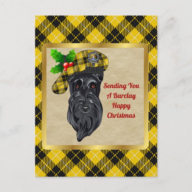 Barclay Clan Abzeichen & Tartan Weihnachten Postkarte (Vorderseite)