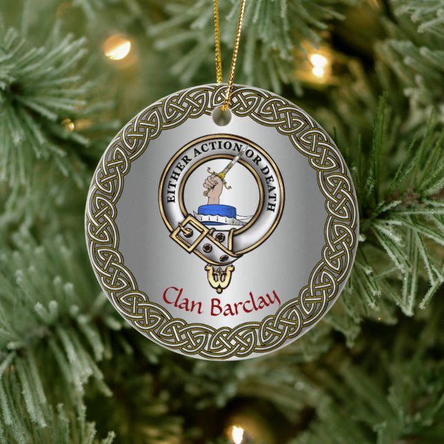 Barclay Clan Badge/Tartan Thistle Personalized Keramik Ornament (Baum)