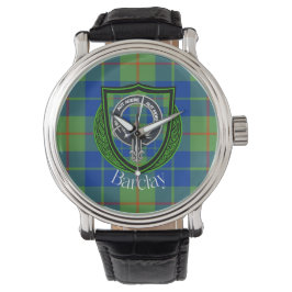 Barclay-Schottischer-Clan-Tartan & -Wappen Armbanduhr