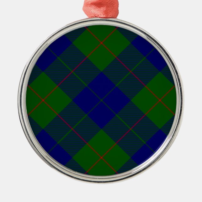 Barclay Tartan Blau grün kariert Silbernes Ornament (Vorne)