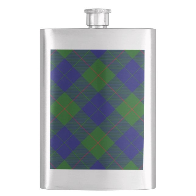 Barclay Tartan Blau kariert Flachmann (Vorderseite)