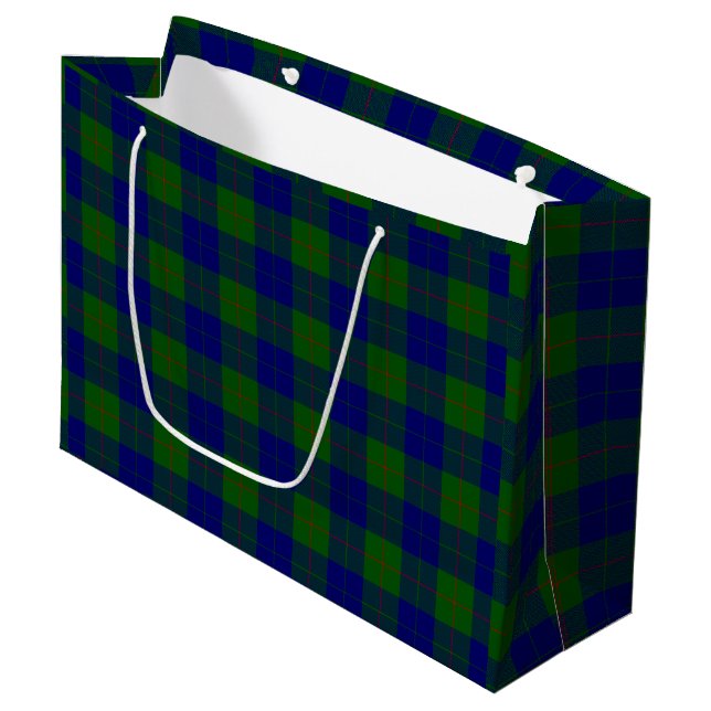 Barclay Tartan Blau kariert Große Geschenktüte (Vorderseite Schrägansicht)