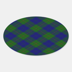 Barclay Tartan Blau kariert Ovaler Aufkleber