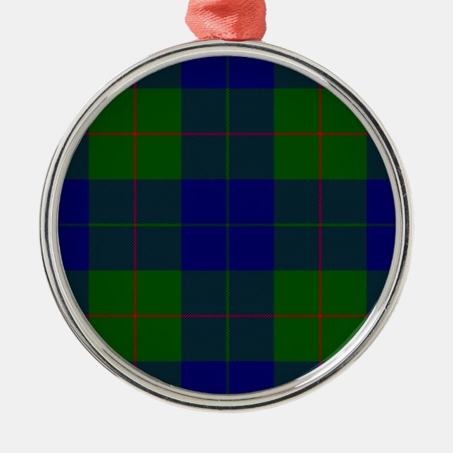 Barclay Tartan Blau kariert Silbernes Ornament (Vorne)