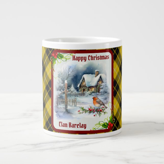 Barclay Tartan & Robin Christmas Jumbo-Tasse (Vorderseite)