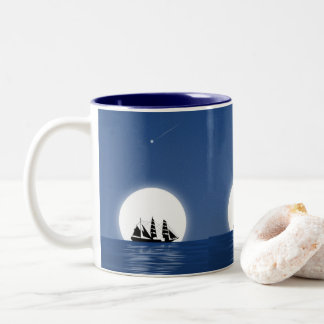 Barco de Vela en Noche de Luna Zweifarbige Tasse