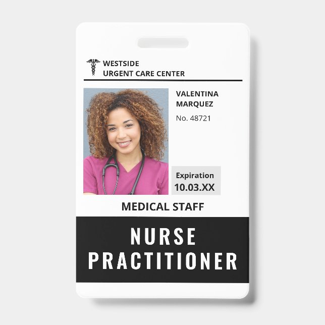 Barcode-Abzeichen für Nurse Practitioner-ID-Foto Ausweis (Vorderseite)