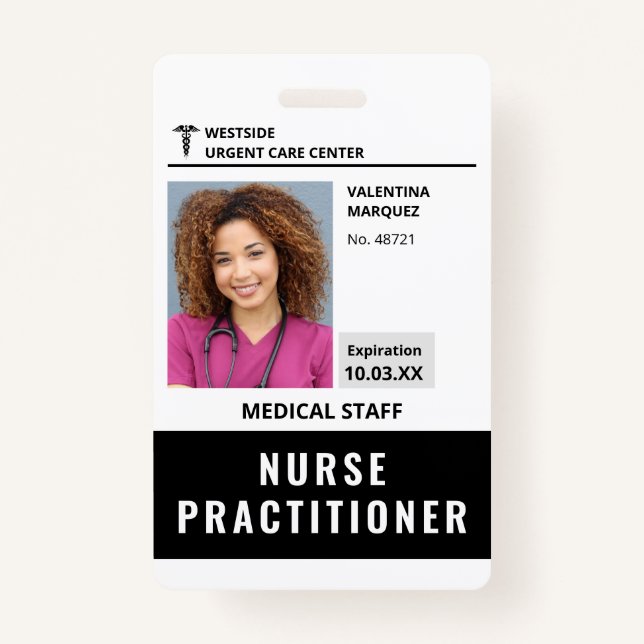 Barcode-Abzeichen für Nurse Practitioner-ID-Foto Ausweis (Vorderseite)