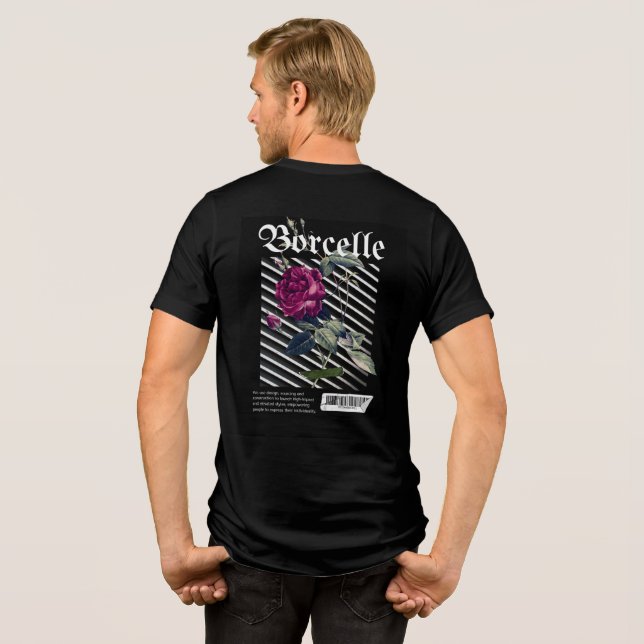 Barcode Bloom - Moderne Rose Tri-Blend Shirt (Rückseite voll)