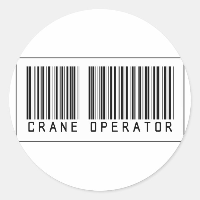 Barcode Crane Operator Runder Aufkleber (Vorderseite)