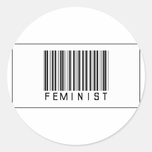 Barcode Feminist Runder Aufkleber (Vorderseite)