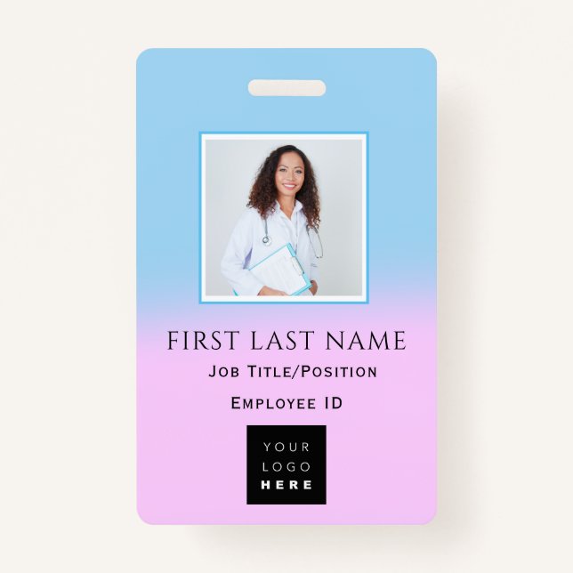 Barcode Foto Name ID Health Care Doctor Nurse Ausweis (Vorderseite)