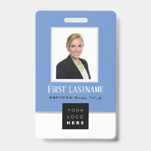 Barcode-Foto-Name-ID-Karte Vertikal Blau Weiß Ausweis