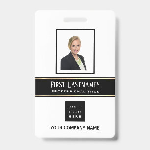 Barcode Foto Name ID Karte Vertikal Gold Weiß Ausweis