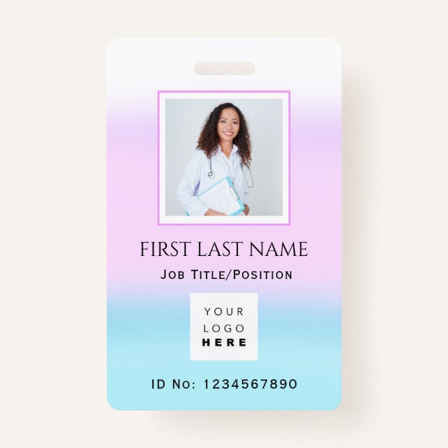 Barcode Foto Nurse Doctor Health Care ID Rosa Ausweis (Vorderseite)