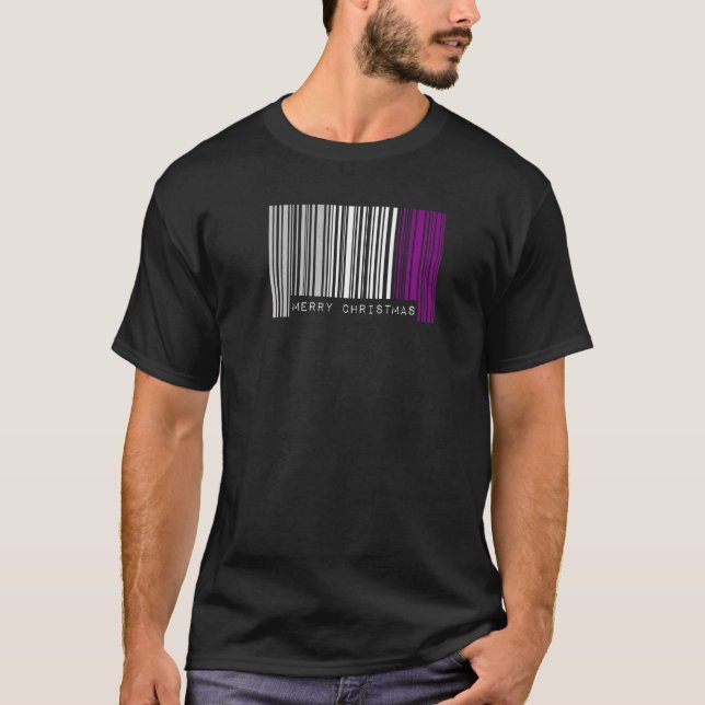 Barcode Frohe Weihnachts Asexual Pride Flag Lgbtq  T-Shirt (Vorderseite)