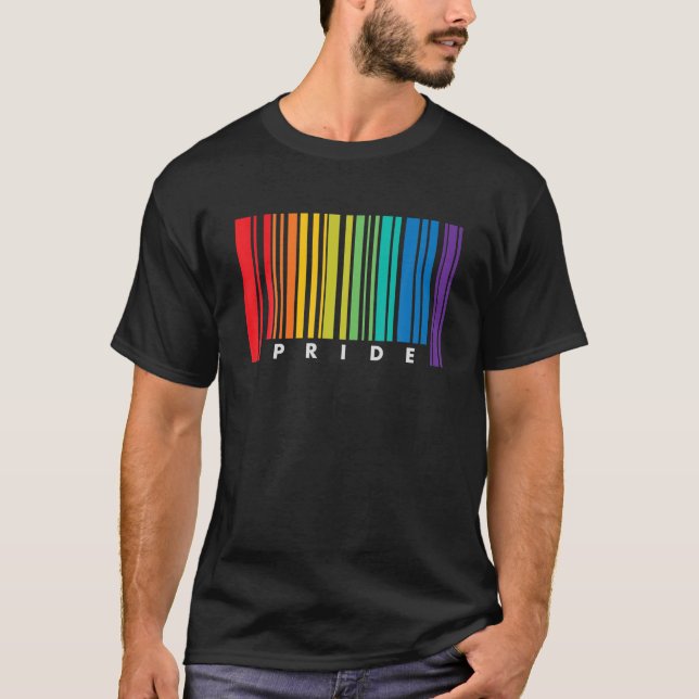 Barcode Gay Pride LGBT T Bisexuelle Flagge Gif T-Shirt (Vorderseite)