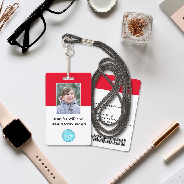 Barcode-Logo-ID des Fotos für Mitarbeiter Ausweis (Custom Employee Staff Photo Barcode Logo Name ID Badge)