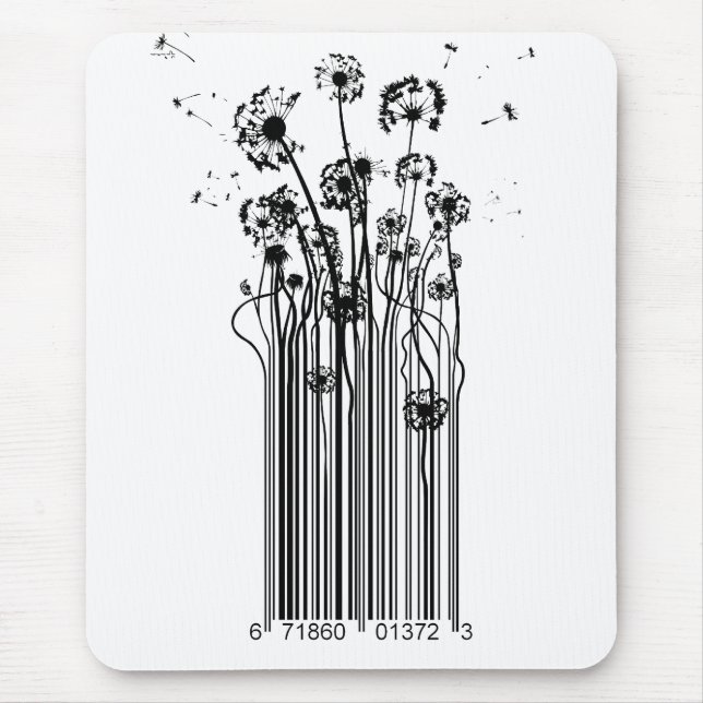 Barcode-Löwenzahn-Silhouettemäusematte Mousepad (Vorne)