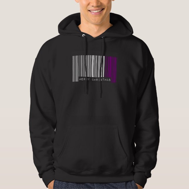Barcode Merry Christmas Asexual Pride Flag LGBTQ Q Hoodie (Vorderseite)
