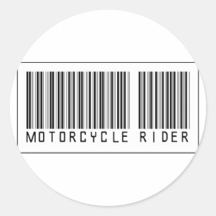 Barcode Motorradfahrer Runder Aufkleber