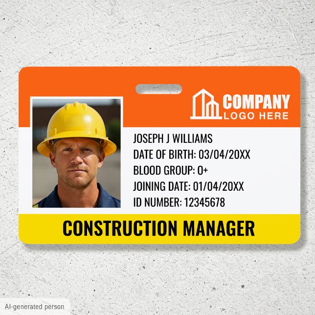 Barcode Orange Template für das Logo der Baustelle Ausweis (Von Creator hochgeladen)