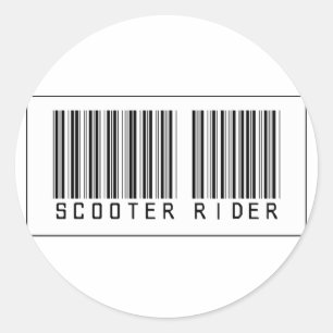 Barcode Scooter Rider Runder Aufkleber