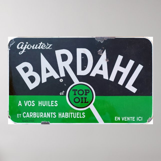 Bardahl Oil, Vintages Emailschild. Poster (Vorne)
