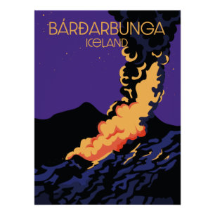 Bárðarbunga, Reisekarte im Eisland. Poster